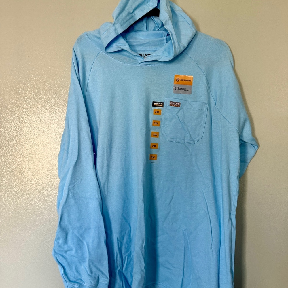 Ariat Work Rebar Cotton Strong Hooded Long-Sleeve T-Shirt, Women’s 2XL (Clear Sk